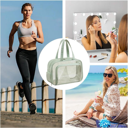 shpuuyy Clear Travel Bags for Toiletries - Waterproof Large Zippered Pouch for Beach Swimming Pool,Portable Fitness Sports Bag, Travel Organizer, Cosmetic Makeup Bags, Holds Shoes Towels
