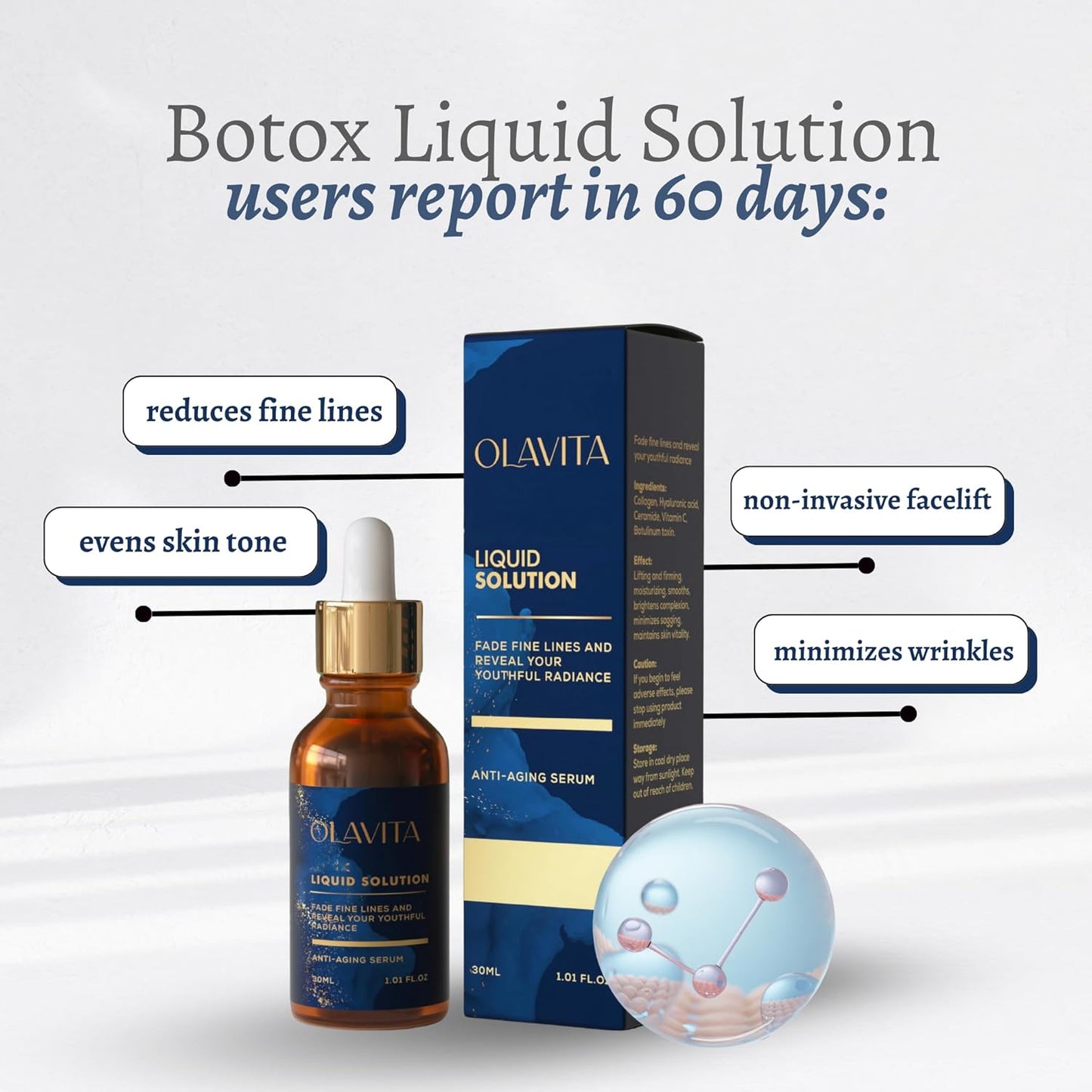 Original Olavita™ Liquid Solution Anti-Aging Face Serum – Reduces Fine Lines, Wrinkles & Dark Spots – Supports Collagen Production, Balances Oils & Improves Skin Elasticity for Radiant, Even Skin Tone