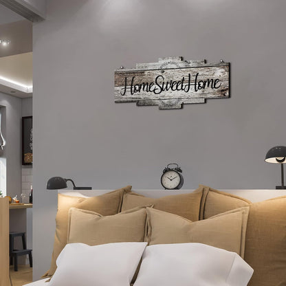 etec Home Sweet Home Sign, Rustic Wood Room Wall Decor, Farmhouse Plaque Wall Hanging Wooden Sign for Bedroom, Living Room, Wedding Decor(Gray)