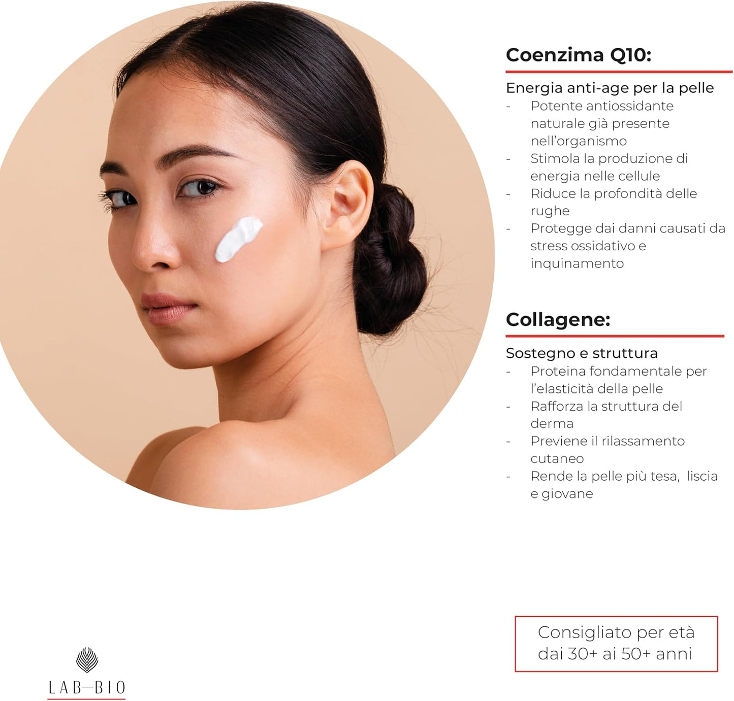 Anti-Wrinkle Face Cream for Women with Coenzyme Q10, Collagen and Wheat Germ – Firming, Moisturizing, Anti-Aging – Toned and Smooth Skin – Eye and Décolleté Contour – 50 ml