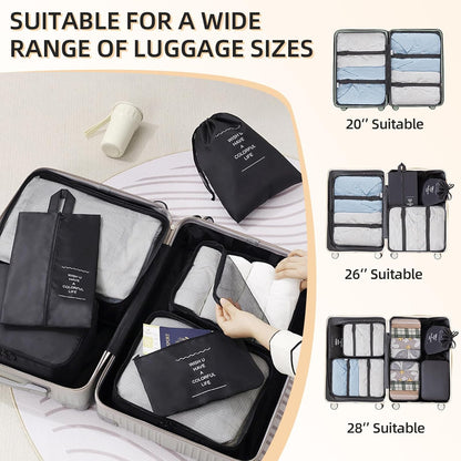 10 Piece Space-Saving Suitcase Organizer, Travel Suitcase, Packing Cubes for Cosmetics, Underwear, Clothes, Bags, Shoes, Travel Useful Accessories