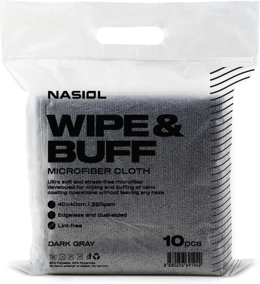 Nasiol Wipe&Buff Microfiber Ceramic Coating Application Cloth 10 Pack, Lint Free Detailing Cloth, Double Sided Car Interior Care, Cleaning Cloth
