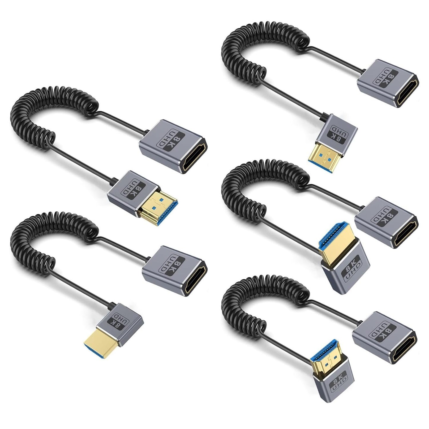 QMQJIA 8K Video Cord 2.1 Version Coiled Extension Cable 1080P 60Hz 48Gbps for 1080p Video Streaming Line Extension Line