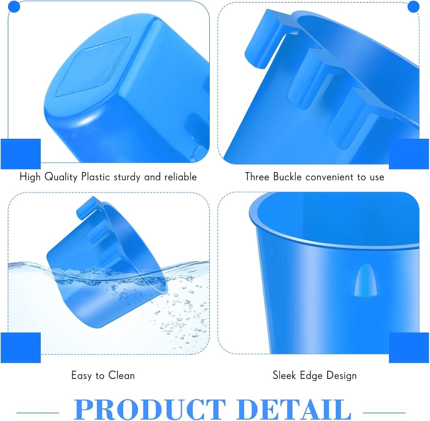 Sumind 60 Pieces Cage Cups Birds Hanging Feeders Seed Bowl 8 oz Plastic Chicken Feeder Water Bowl Hanging Chicken Waterer Feeding Watering Dish Coop Cups for Gamefowl Parrot Parakeet Poultry(Blue)