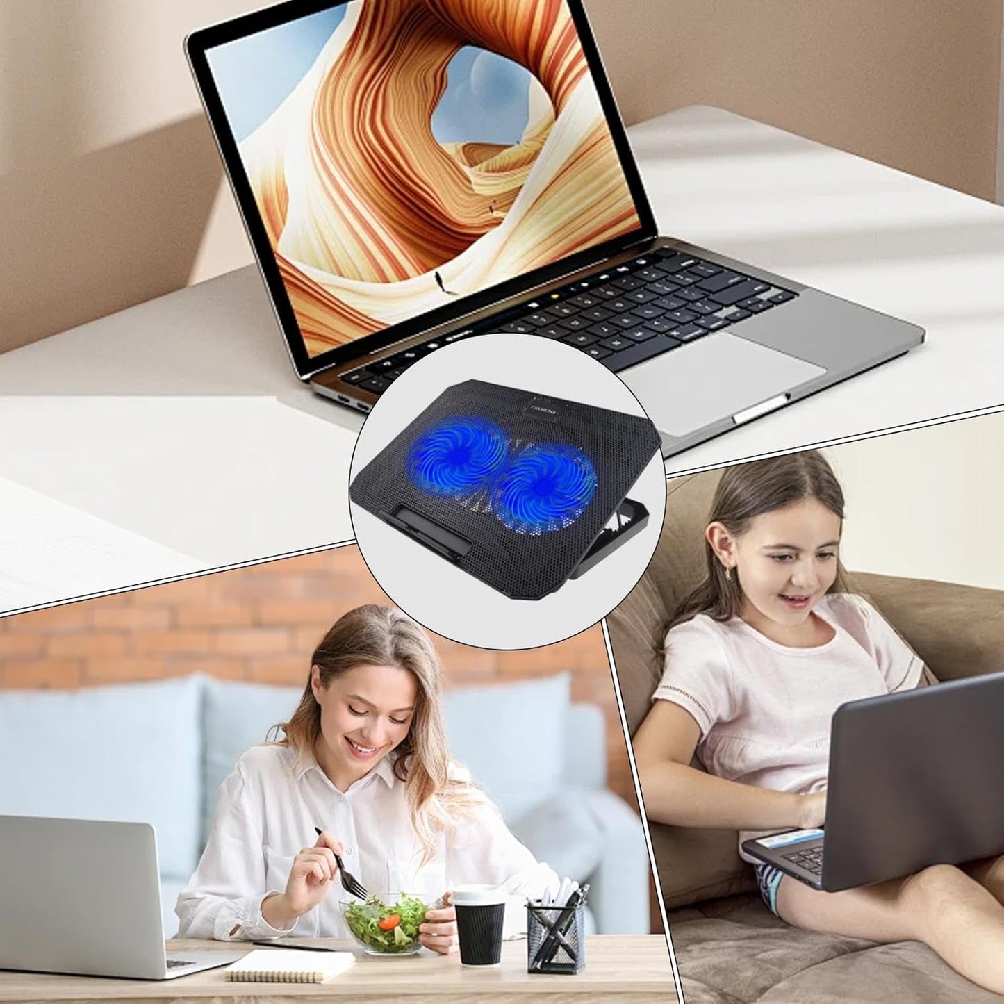 Computer Cooling Pad,15.6inch Notebook Cooler Pad | Notebook Cooler Pad, Laptop Cooler Stand, Silent Laptop Cooling Holder for Avoid Overheating, Laptop Cooling