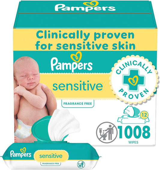 Pampers Baby Wipes Sensitive Perfume Free 12X Pop-Top Packs 1008 Count