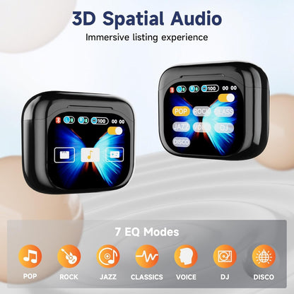 ELECGO Wireless Bluetooth Earbuds, Bluetooth 5.4 Headphones with Multi-Functional Touch Screen, ANC/ENC Noise Cancellation, Wireless Earbuds with Sound Equalizer, in-Ear Headphones for iPhone/Android