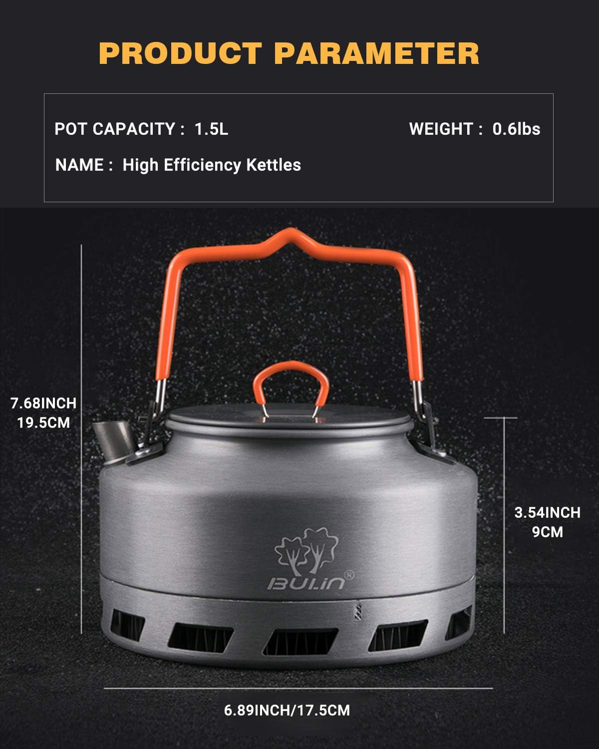 Bulin 1.6L/2.2L Camping Kettle Aluminum Alloy Open Campfire Coffee Tea Pot Fast Heating Outdoor Gear for Boiling Water Ultralight Portable Hiking Picnic Travel
