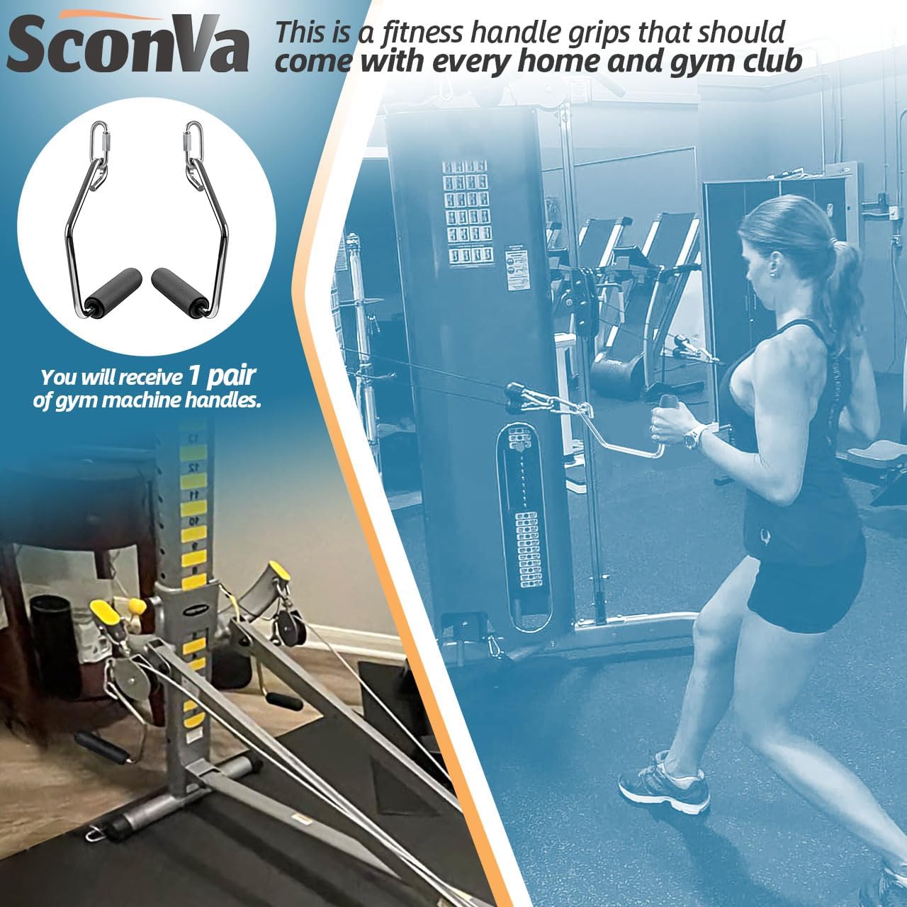Open Ended Chrome Grip Handles Replacement for Total Gym Home Workout Machines 2000, 2200, 2500, 3000, 3000XL, XL, XLS - Gym Accessories Handles Compatible with Supra, Electra, FIT Models - 1 Pair