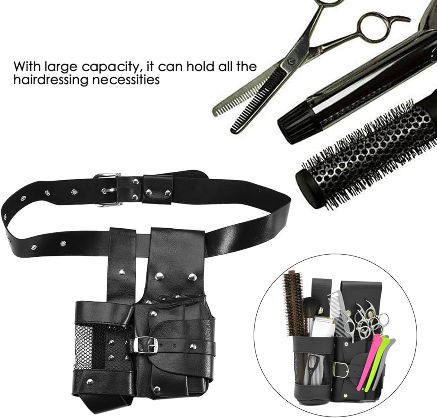 Hairdressing Waist Bag for Hair Dressing Tools, Scissors, Hair Care Comb, Hair Belt Bag, Hair Comb, Hairdressing Bag(Black)