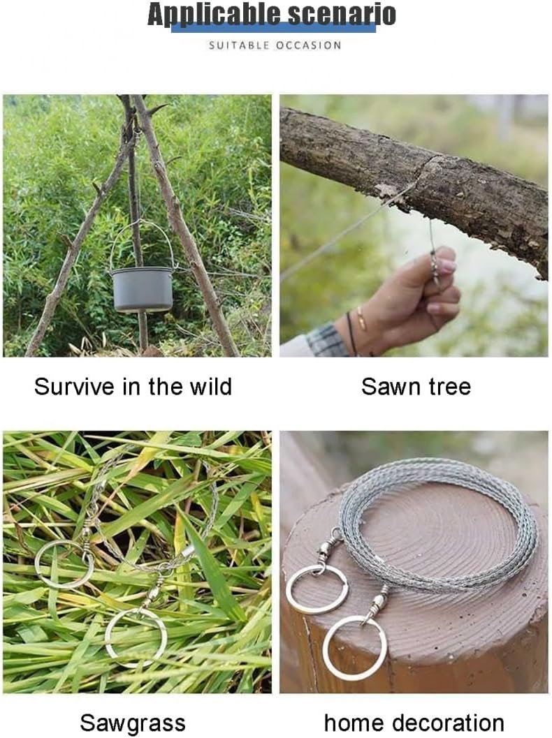 Outdoor Manual Hand Steel Wire Saw 1/2M Hand Chain Saw Cutter Portable Travel Camping Emergency Gear Survival Tools (Color : 2 m)