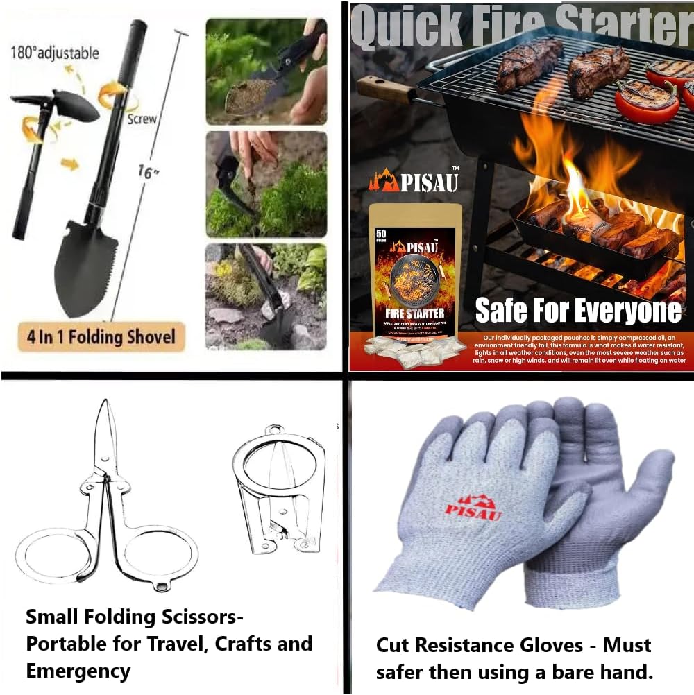 PISAU 20 in 1 Professional Survival Kit Gear for Camping Hunting Hiking (Green)