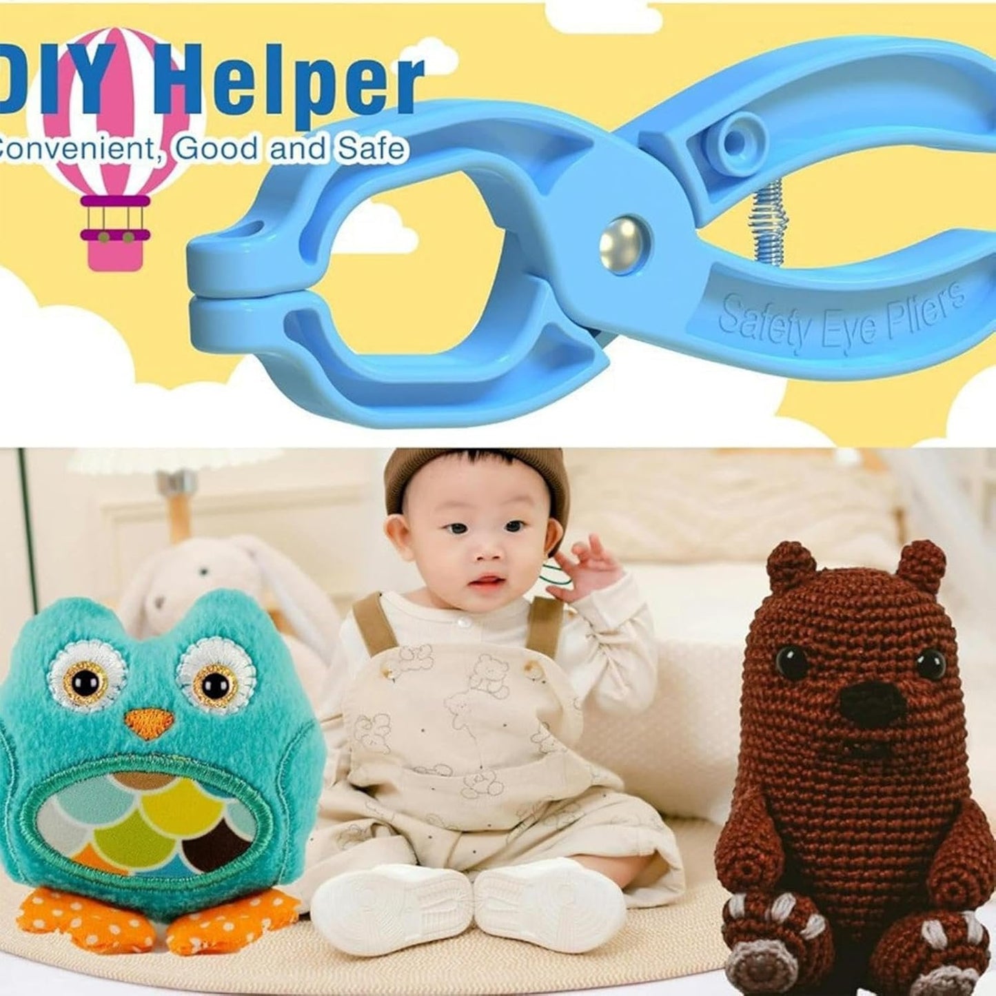 Gupcaqosjw Safety Eye Tool, Safety Eye Tool Pliers Auxiliary Tool, Eye Installation Tool, Doll Making Supplies for Washers, Stuffed Animal Eyes