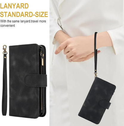 Umlovecase for iPhone 11 Case,for iPhone 11 Wallet Case with Zipper[9 Card Holder][RFID Blocking] Flip Folio Book PU Leather Phone Shockproof Cover-Black