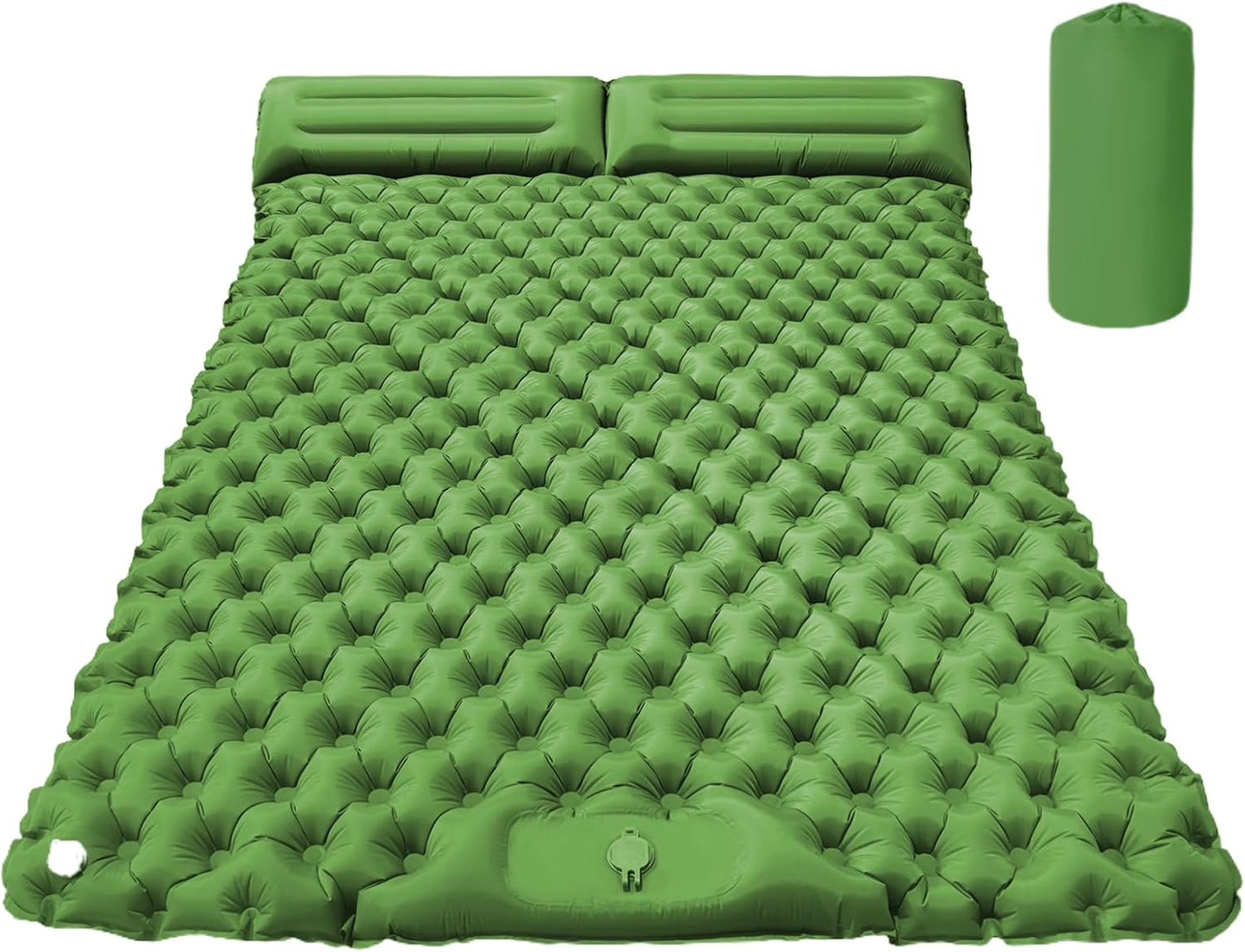 Double Sleeping Pad - Inflatable Mattress Camping with Built-in Foot Pump | Portable Backpacking Gear for Outdoor Tent Trekking Hiking Travel