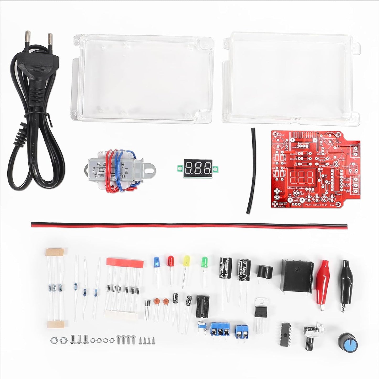 LM317 DIY Kit Adjustable Voltage 220V to 1.25V-12.5V Step-Down Adapter PCB Module Electronic Kit