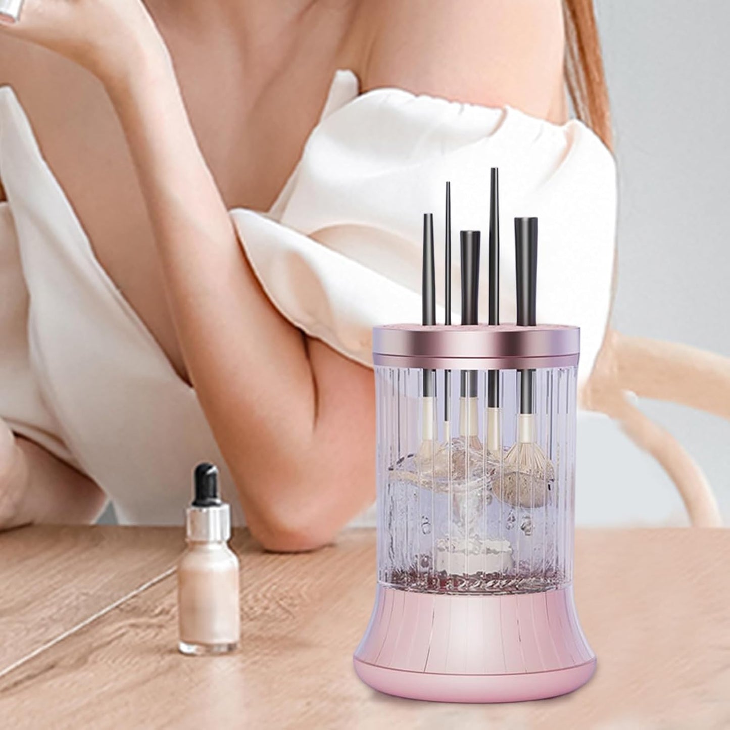 Makeup Brush Cleaner, Cosmetic Brush Cleaning Machine, 4.49x4.49x6.93 Inches Multifunctional Drying Tool, Quick Dry System, Brushes Hygiene Tools for Men, Women, Home and Outdoor