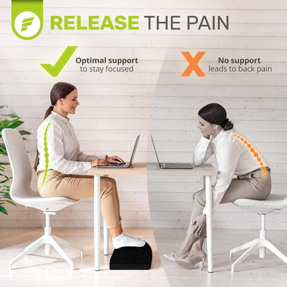 ErgoFoam Chiropractor-Endorsed Orthopedic Teardrop Design 2in1 Adjustable Under Desk Foot Rest for Lumbar Back Knee Pain (Black)