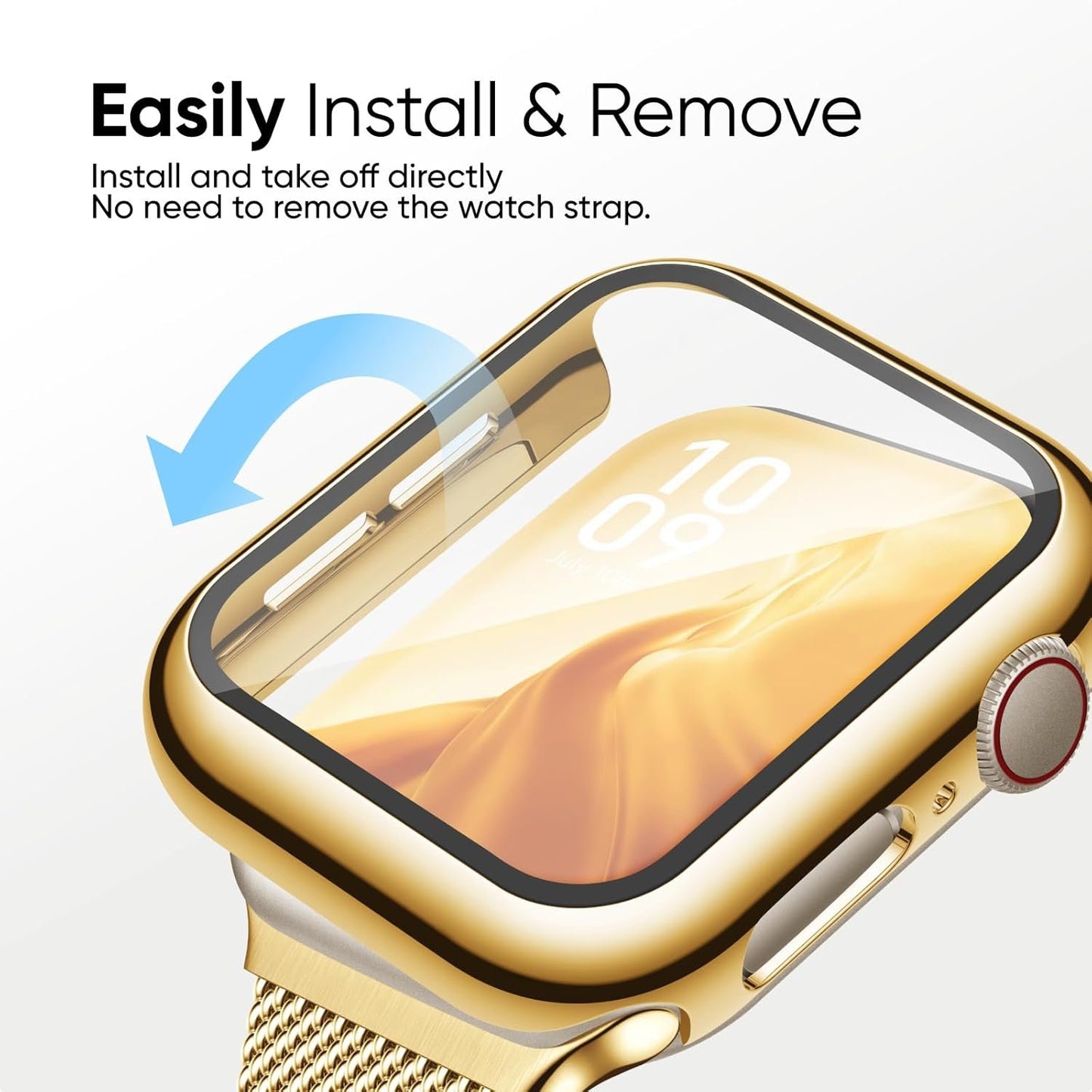 Stainless Steel Mesh Loop Compatible with Apple Watch Strap 40mm 41mm 44mm 45mm and Case with Screen Protector, Magnetic Bands with TPU Case for Bracelet Apple Watch Band Series SE 9 8 7 6 5 4 3 2 1