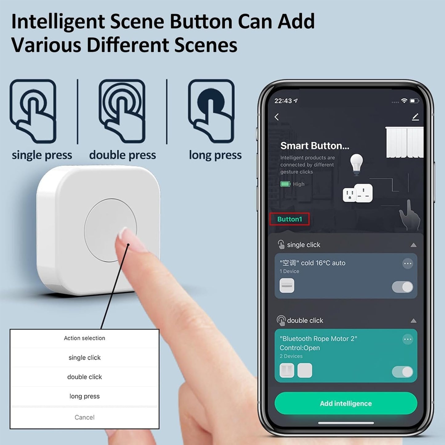 ZigBee 3.0 Smart Button Switch Wireless Mini Switch for DIY Home Automation Scene APP Remote Control Intelligent Light Switch Household Appliances Smart Control