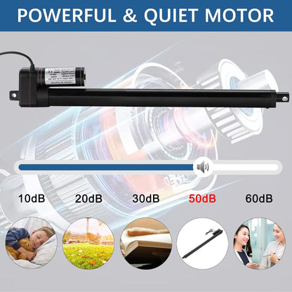 JQDML 10 Inch 10" Stroke Linear Actuator 12V Heavy Duty 3000N/660lbs IP65 Waterproof Electric Actuator 0.2"/s with Mounting Brackets for Window Opener,Door Opener,Home Automation