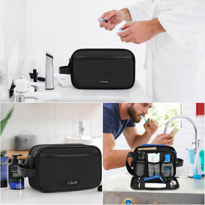 Toiletry Bag for Men and Women Portable Travel Organizer for Toiletry Accessories Lightweight Dopp Kit Water-Resistant Shaving Bag,Medium-Black
