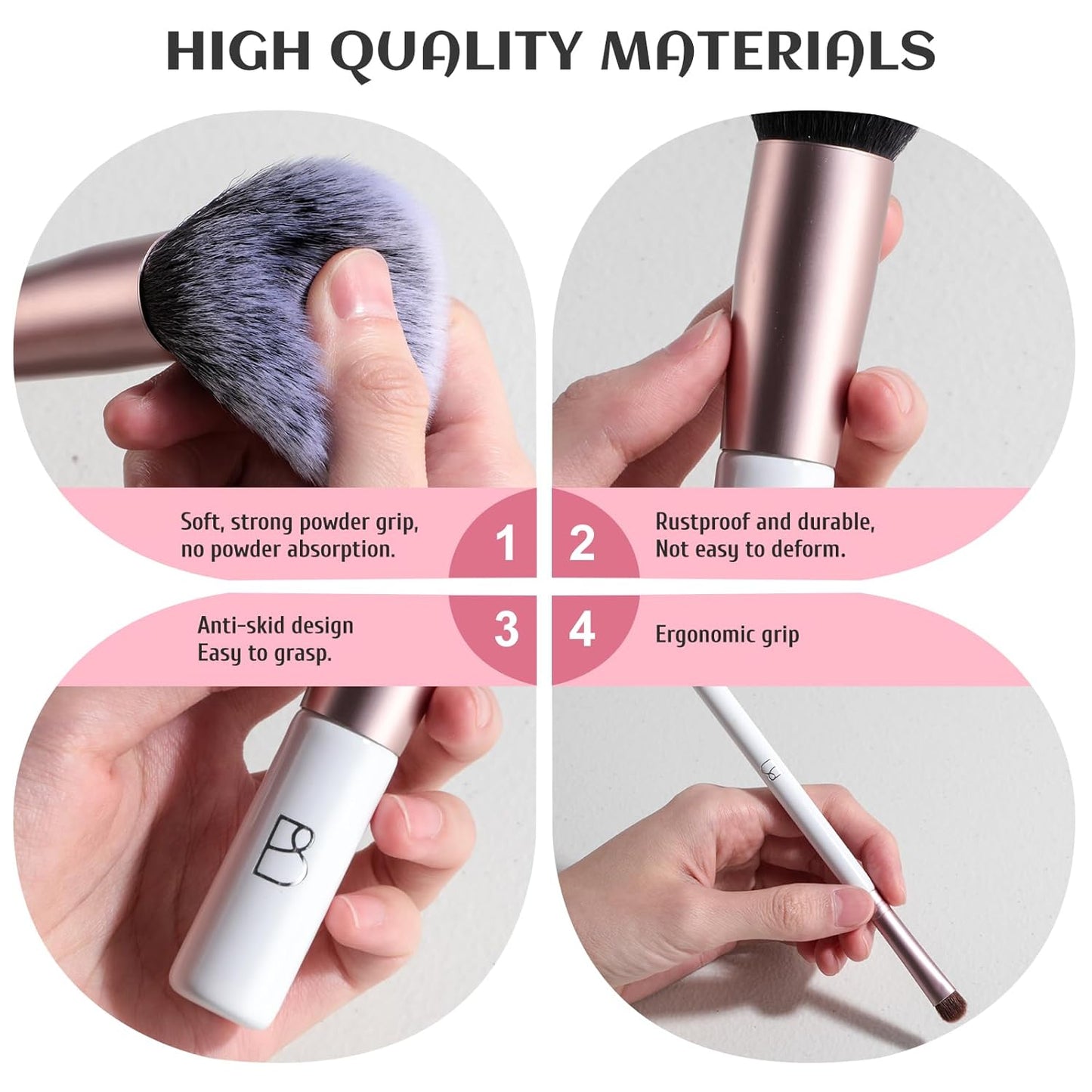 BS-MALL Travel Makeup Brushes Premium Synthetic Foundation Powder Concealers Eye Shadows 5 PCS with Storage Bag