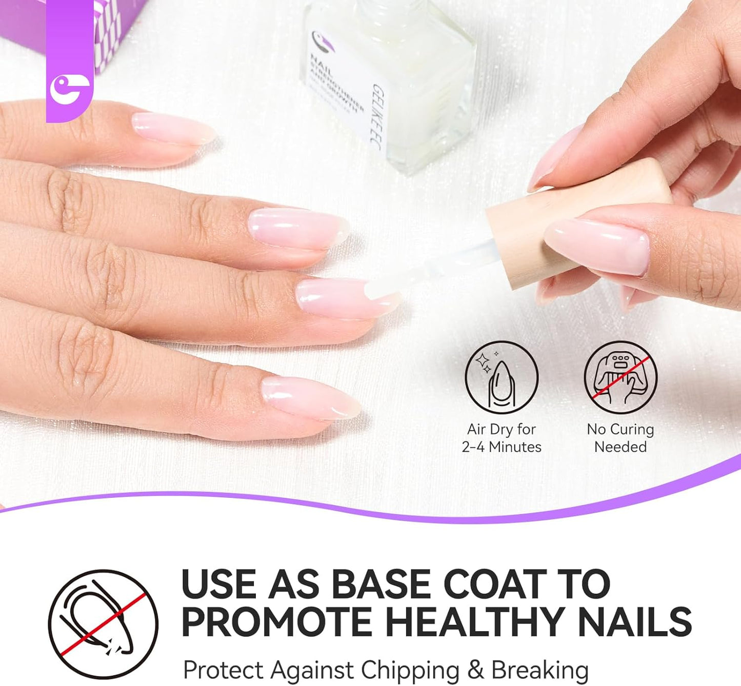 Gelike ec Nail Growth Hardener - Repair for Damaged Thin Nails and Brittle Nails Fillers as a Varnish Base, White