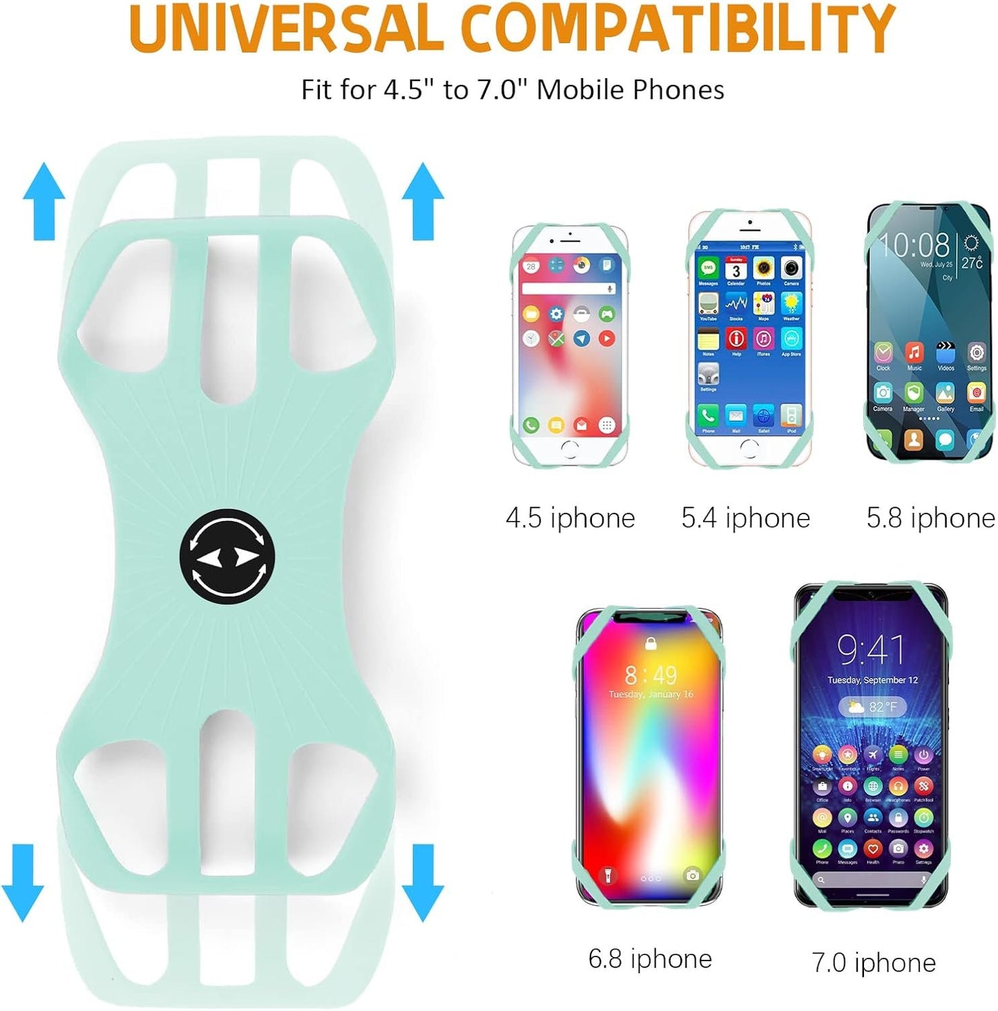 Universal Bike Phone Holder, Universal Smartphone Holder for Bike, 360° Rotating, Detachable Phone Holder for MTB Motorcycle Bicycle, Compatible with iPhone 13/12/11/Pro Max, Smartphone 4.5 "-7.0 "