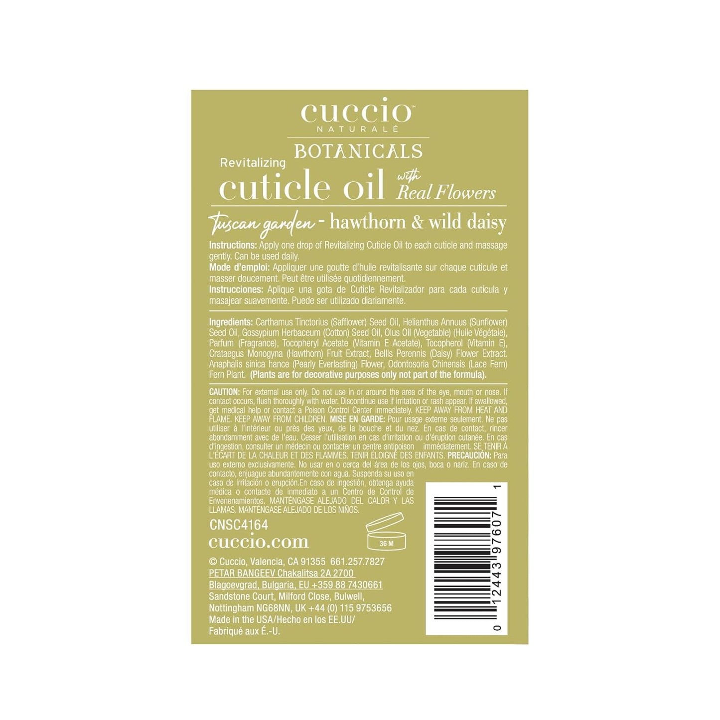 Cuccio Naturale Italian Garden Collection Revitalizing Cuticle Oil – Tuscan Garden with Hawthorn & Wild Daisy – Hydrating and Nourishing Cuticle Oil for Stronger, Healthier Nails – 2.1 oz