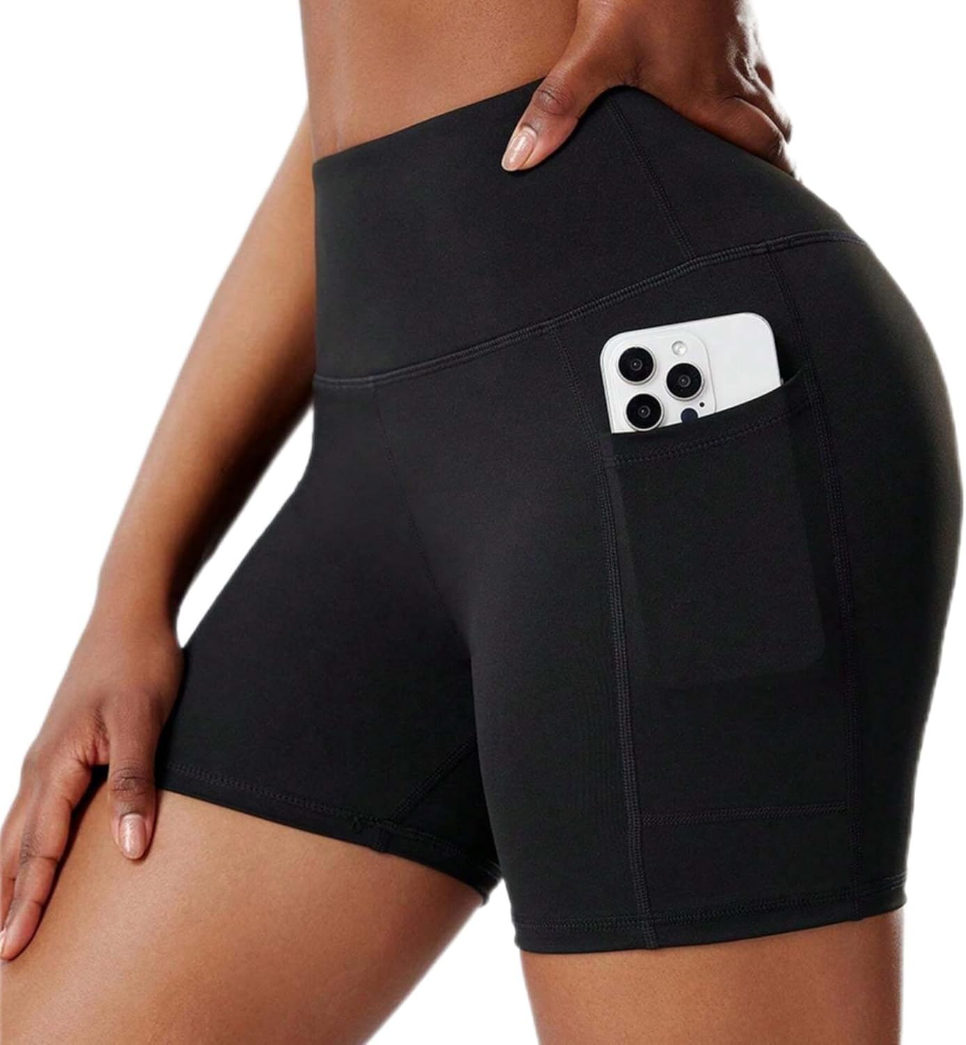 M2M STYLE High Waisted Yoga Shorts for Women - Soft & Stretchy Biker Shorts with Pockets for Running, Cycling, Fitness & Activewear