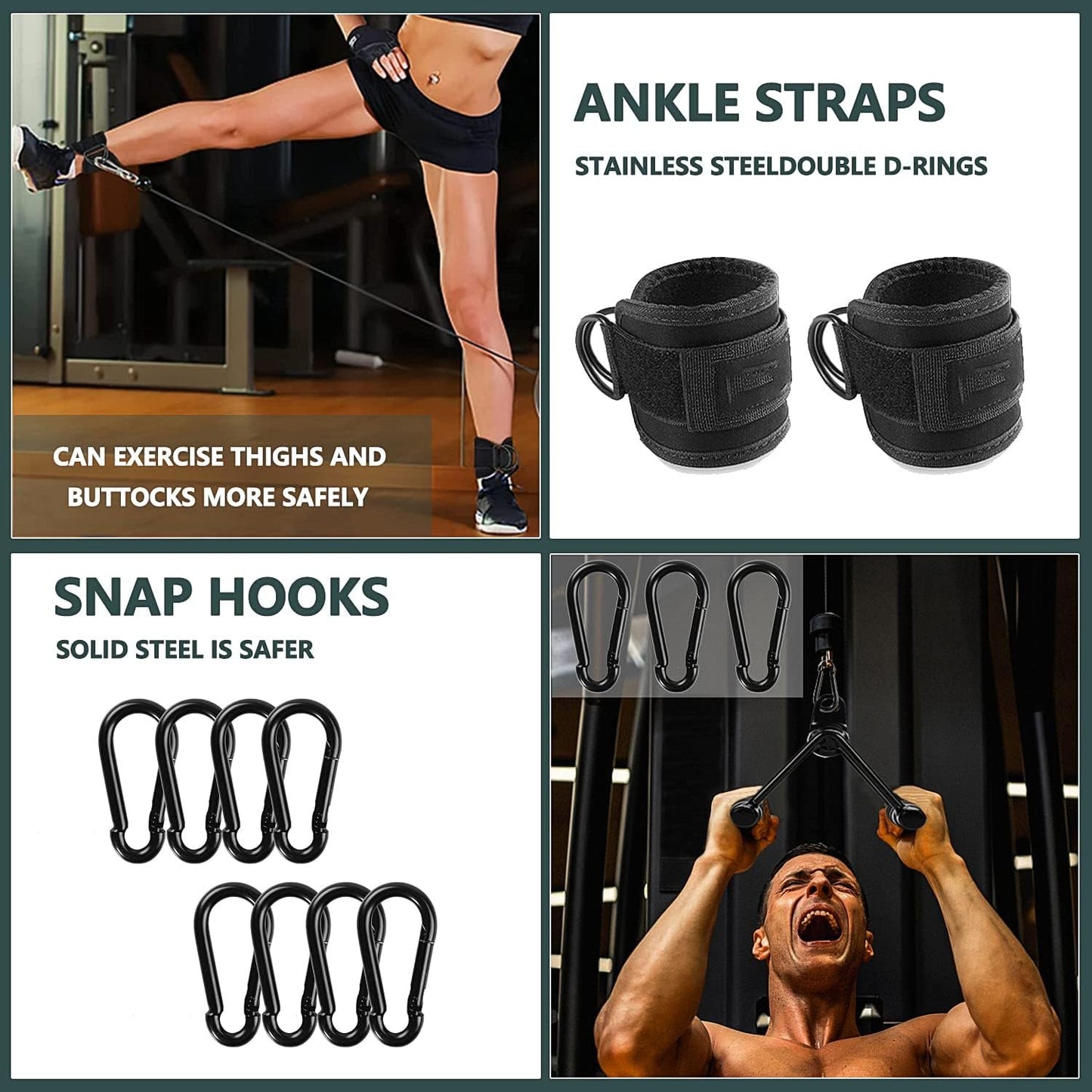 WNOEY Solid Steel Cable Machine Accessories for Home Gym, Triceps Pull Down Attachment, Cable Attachments for Gym, LAT Pull Down Attachment Weight Fitness