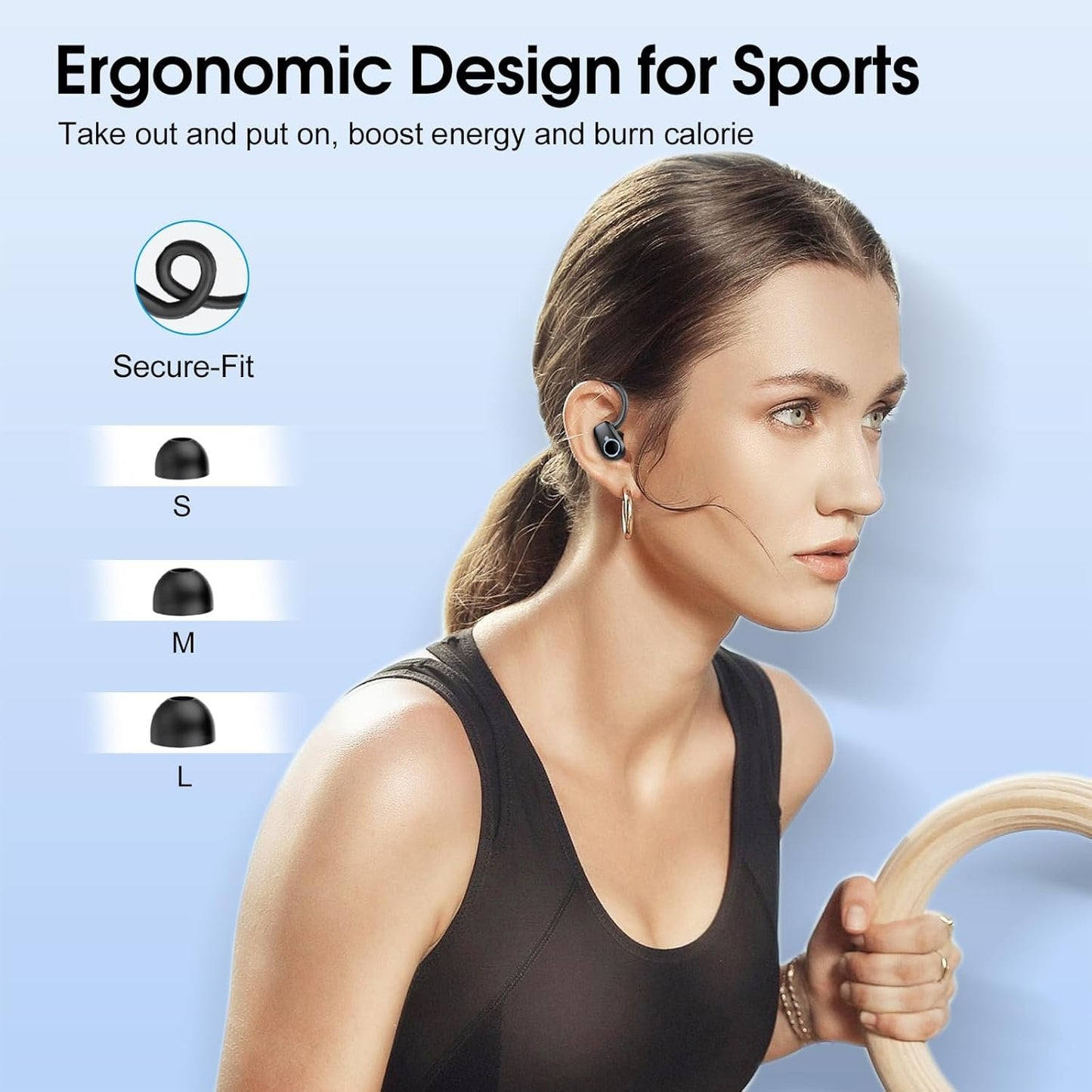 Wireless Earbuds, 50H Bluetooth 5.4 Headphones Sport, Wireless Earphones with HiFi Stereo Sound, IP7 Waterproof Bluetooth Earbuds with ENC Noise Canceling, LED Display Ear Buds for Sports/Workout
