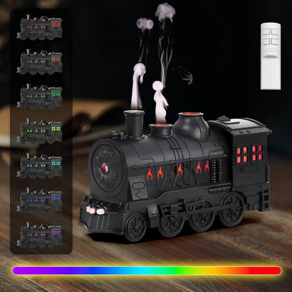 Train humidifier, 300ml Train Diffuser for Bedroom, Remote Control Aromatherapy Diffuser, Ultrasonic Cool Mist Humidifier with 2 Lighting & 2 Mist Modes Auto Shut-Off for Office Bedroom (Multicolored)