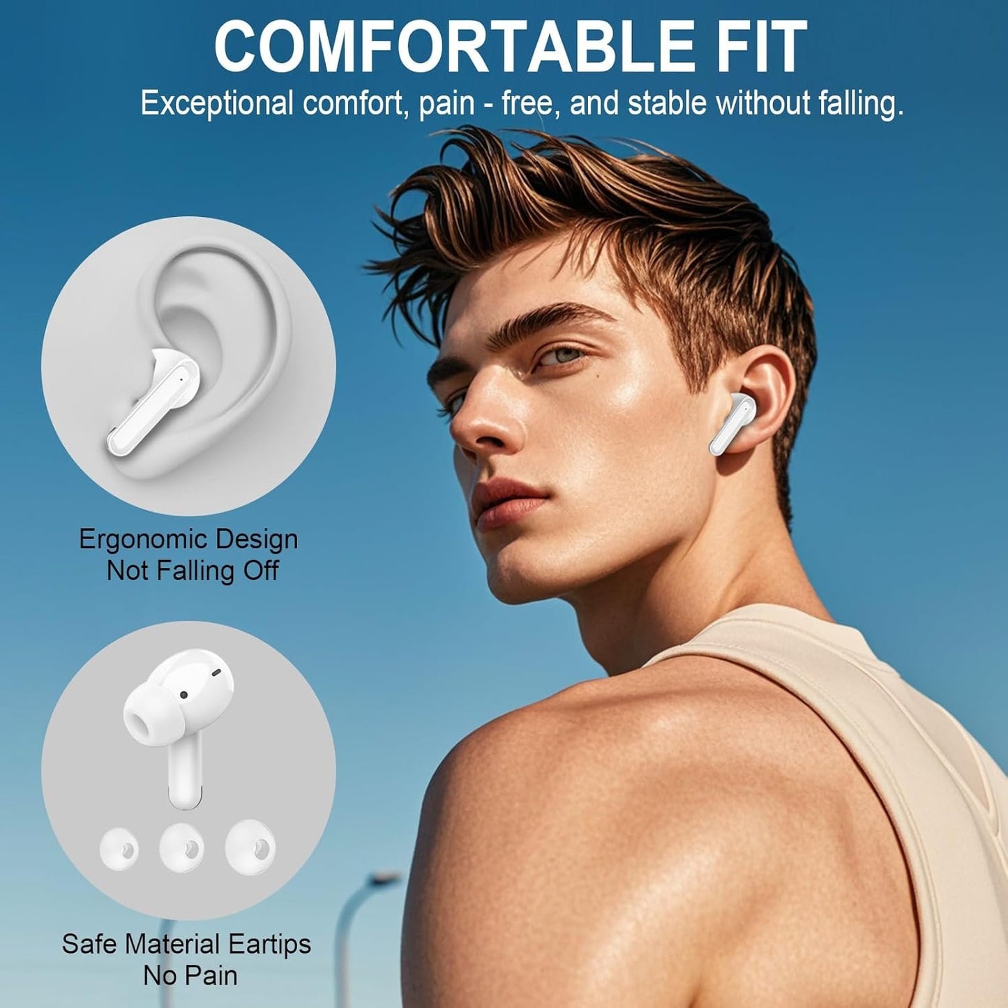 Wireless Earbuds for Samsung S23 S24 S25 Ultra S21 S22 A35 A15 A14 iPhone 16 Pro 15 True Bluetooth 5.4 Headphones Ear Buds Noise Canceling in Ear Earphones,Deep Bass HiFi Stereo,Sweat Resistant,Mic