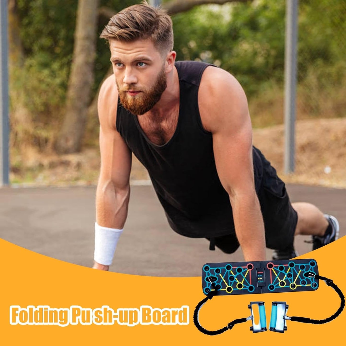 Push Up Board, Foldable Pushup Stand System, Multifunzionale Home Workout Equipment, Professional Strength Training per uomini e donne, portatile Fitness Gear