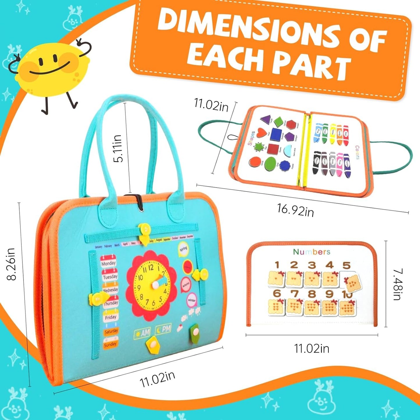 Montessori Activity Busy Book for Toddler - 1 2 3 4 5 Years Old Activity Busy Board Toy, Sensory Board Toy Educational Activities for Fine Motor Skills Learning, Travel Toys for Airplane Car Christmas