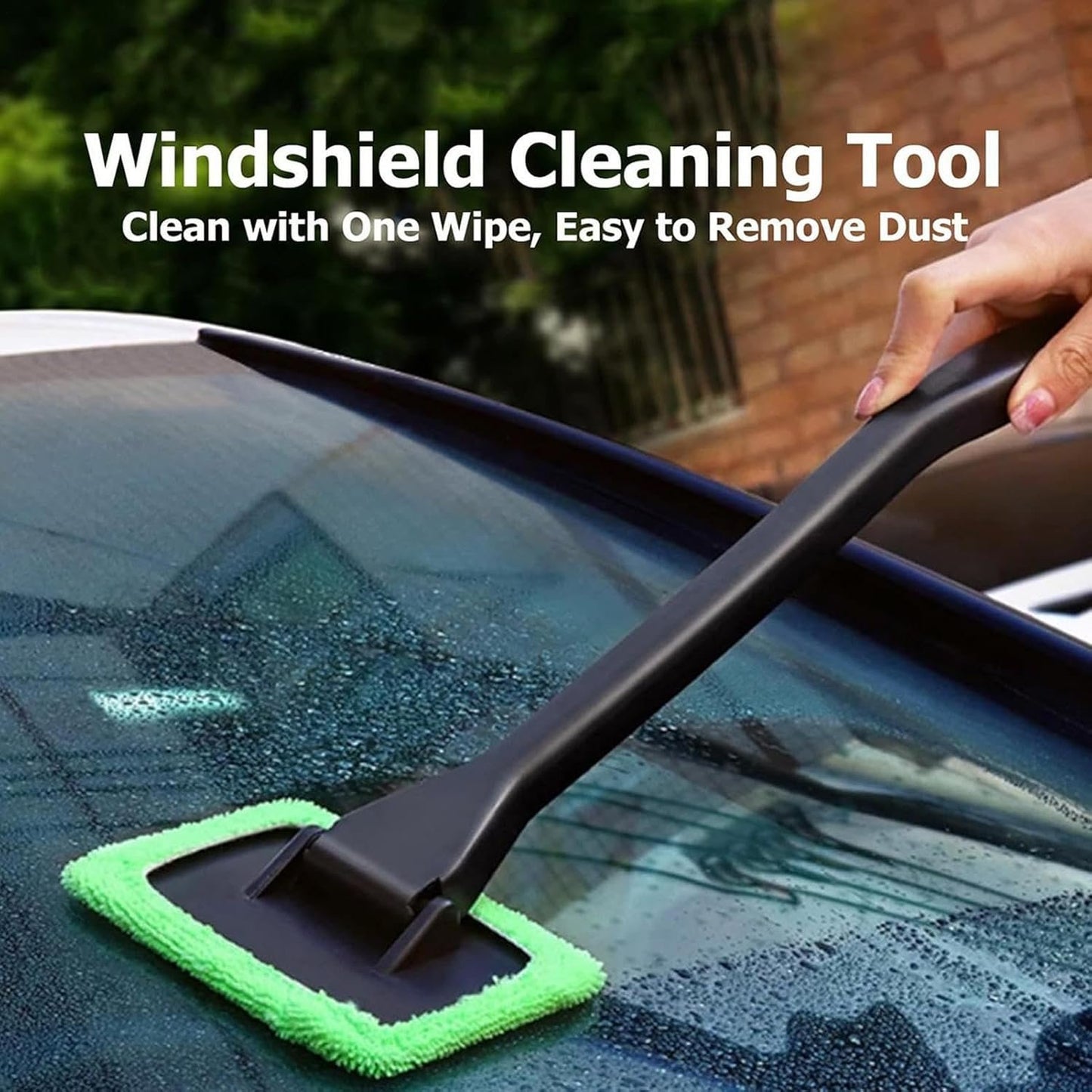 Windshield Cleaning Tool, Microfiber Brush, Dust Removal Supplies, Detachable Windscreen, Vehicle Detailing Sturdy, Efficient, Great for Trucks and Household Mirrors