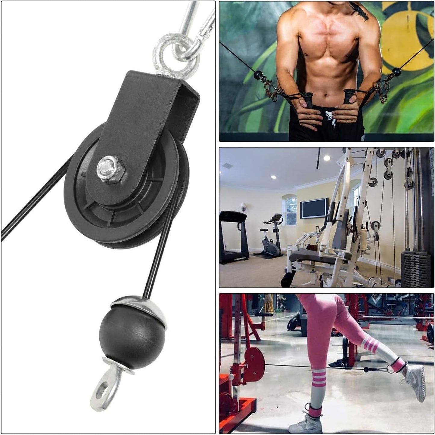 Fitness Pulley Cable 196 in, Adjustable Home Gym Cable Replacement, Heavy Duty Pulley Fitness Cable System, Steel Wire Rope for Cable Machine Accessories, Gym Equipment Fitness Exercise Attachment
