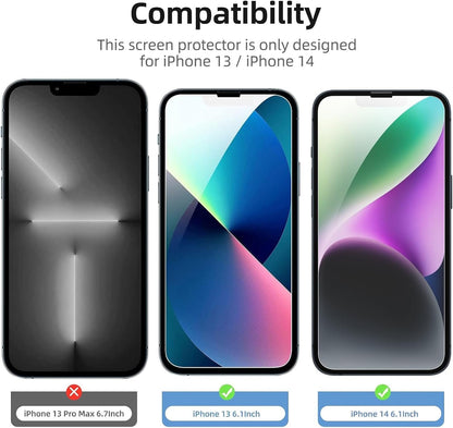 NEW'C 3 Pack Designed for iPhone 14, iPhone 13, iPhone 13 Pro Screen Protector (6.1 inches), Tempered Glass,Case Friendly Scratch-proof, Bubble Free, Ultra Resistant