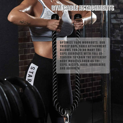 Long Tricep Rope, Rope Pull Down Attachment 47 55 63Inch Length Long, Tricep Rope Cable Attachment, Tricep Pull Down Rope for Home Gym Pulley System,Cable Machine Attachment