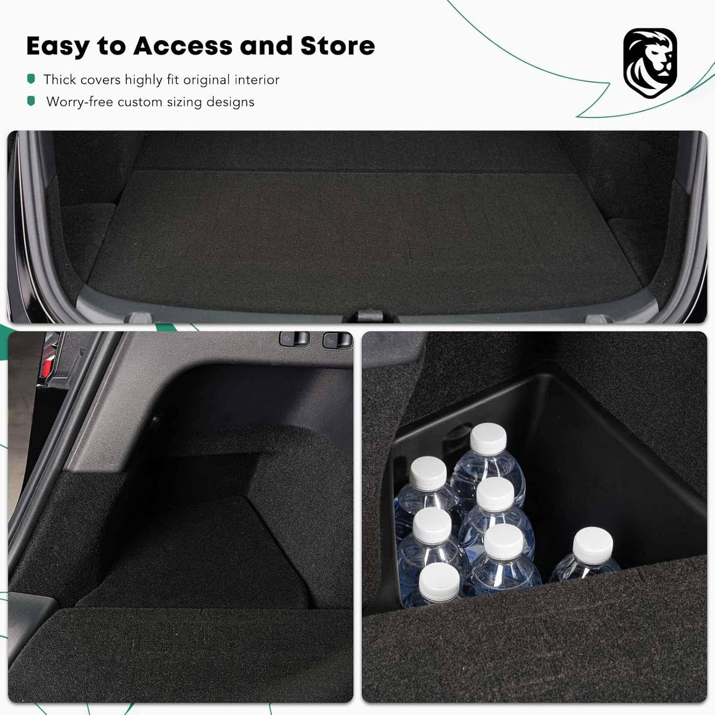 YHTAUTO 2 Pcs Trunk Side Organizer Storage Box with Lids Fit for Tesla Model Y Accessories 2020 2021 2022 Rear Trunk Storage Bins Flocking Waterproof Odorless (For 5-Seater Only)