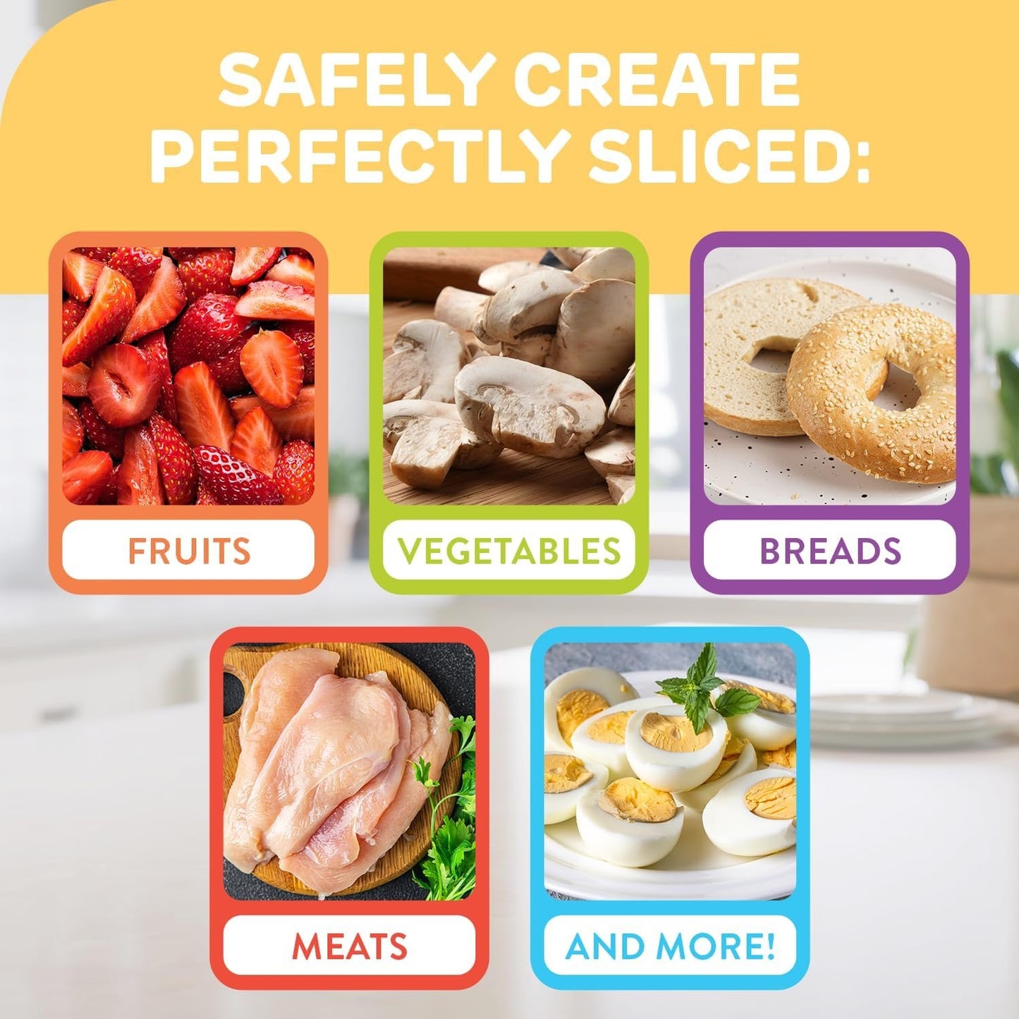 IMPRESA Easy Slice 6-in-1 Food Prep Tool – Veggie Chopper, & Bagel Cutter