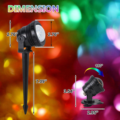 ASTRAEA RGB Outdoor LED Spot Lights, 12W Color Changing Landscape Spotlights Lighting with Remote Control & APP, Music Sync & Timer, Waterproof Spotlights Uplighting for Yard Garden Pathway, 2 Pack