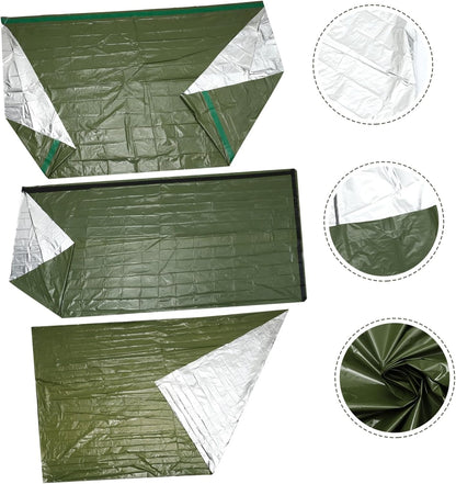 2pcs Emergency Tent Set Tents Sleep Sack Sleeping Bag Survival Sleeping Sack Emergency Sleeping Sack Camping Tent Warm Blanket Life-Saving Travel Pe Tear-Resistant Material