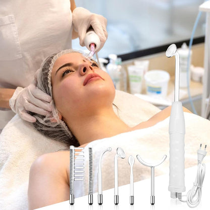 High Frequency Stick Face, Portable High Frequency Skin Tightening with 6 Different Neon Tubes, High Frequency RF Rod Device, Portable, High Frequency Device, for Skin Care System