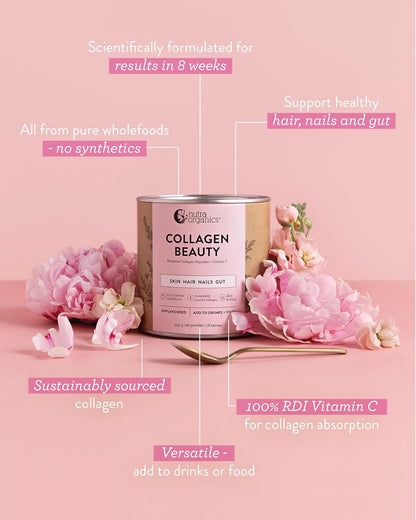 Nutra Organics Collagen Beauty Unflavoured 450g | Anti-Aging Collagen Peptides and Vitamin C | Collagen Powder for Healthy Hair, Nail, Skin and Gut Wellbeing (37 Serves)
