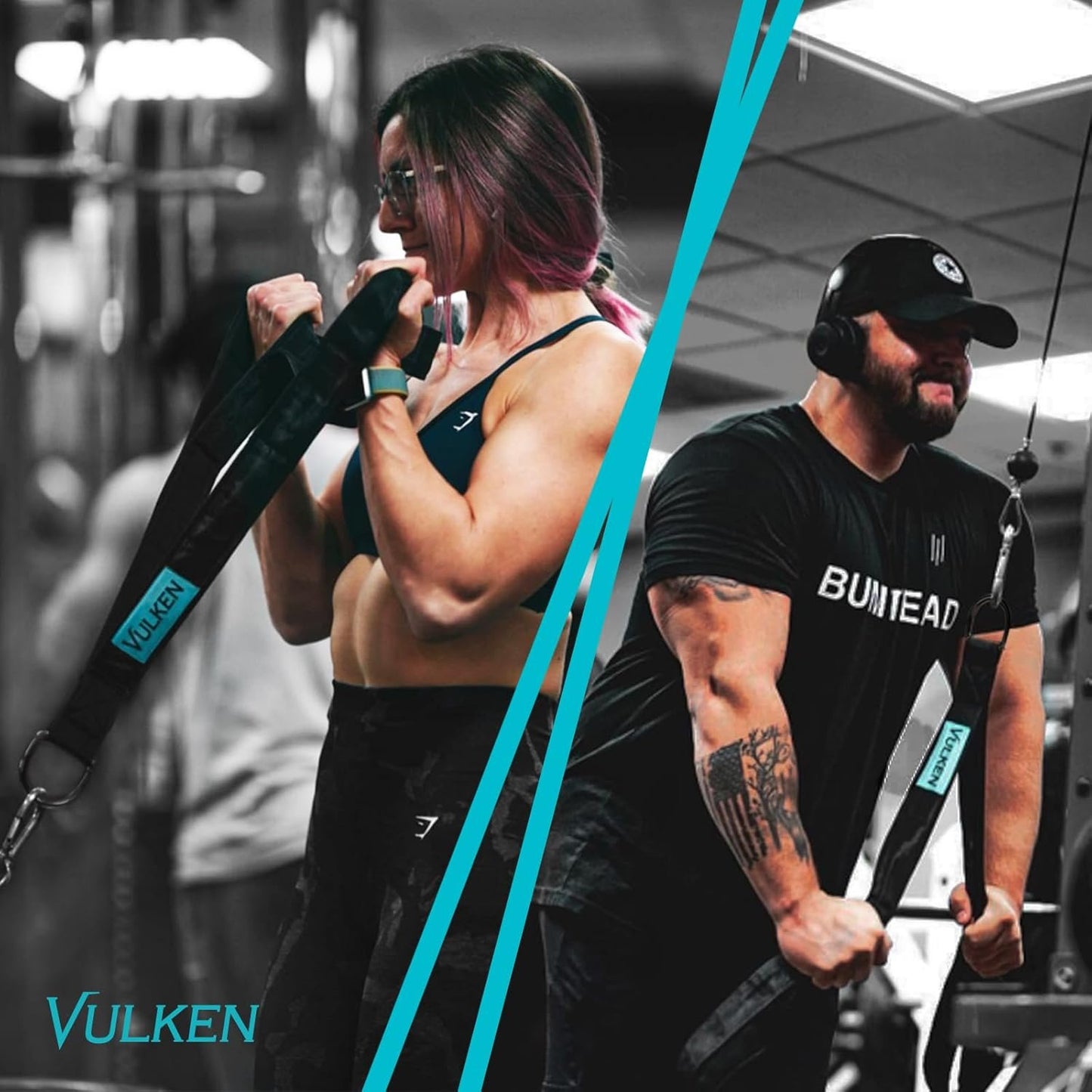 Vulken Tricep Rope Cable Attachment. 28.7 Inch & 22 Inch Two Lengths Built in One Pull Down Rope