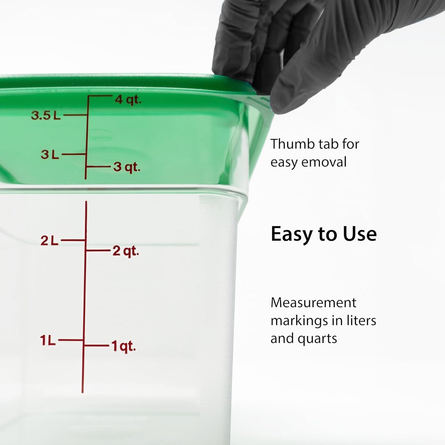 Cambro 4 Qt Food Storage Containers with Green Lid – Set of 2 in Clear for Industrial and Kitchen Use, Pantry Organization, Baking Ingredients and Sous Vide
