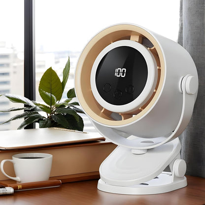 Bladeless Desk Fan | Table Fan Rechargeable | Bladeless Cooling Electric Tool with Ambience Night Light Personal Use Clip on for Dormitory Home Bedroom Kitchen